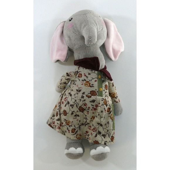 Metoo Me too Soft Plush whimsical elephant doll floral dress 12" Embroidered - Picture 1 of 8